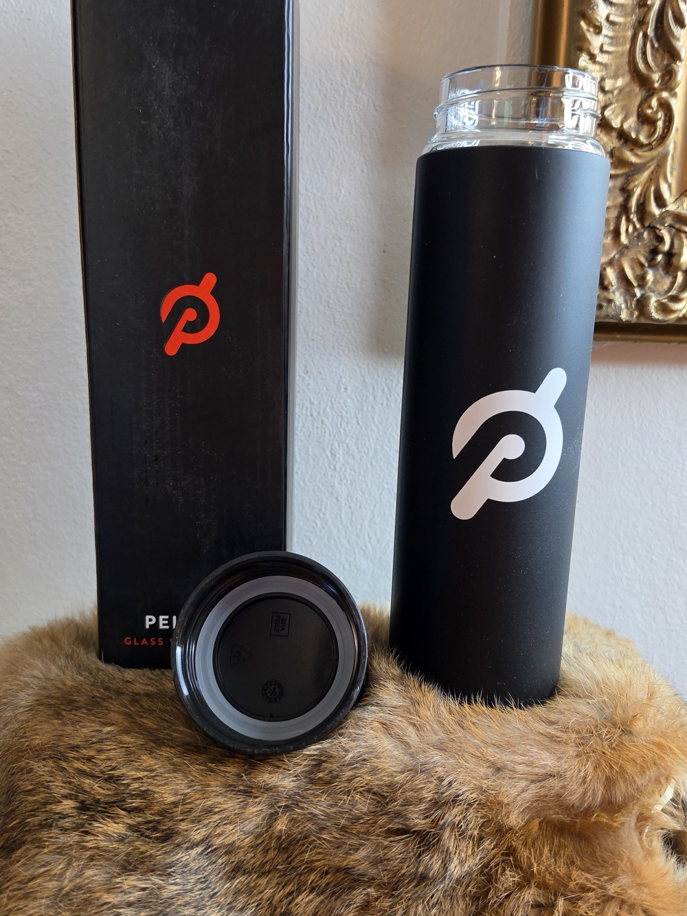 Peloton Glass Water Bottle - Black with White Logo